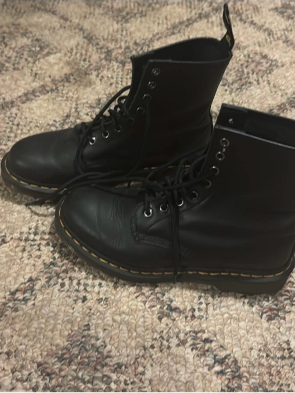 Dr. Martens Black Leather 8-Eye Lace-Up Combat Boots - Picture 2 of 3